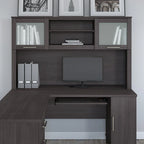 Haut de bibliothèque Somerset 60W pour bureau en L – Fini gris cendré
