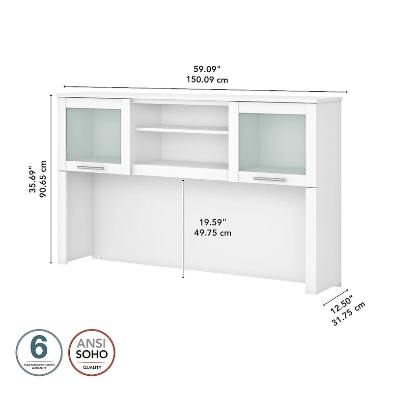 Haut de bibliothèque Somerset 60W pour bureau en L – Fini gris cendré