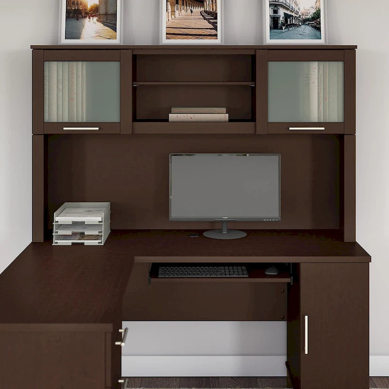 Haut de bibliothèque Somerset 60W pour bureau en L – Fini gris cendré