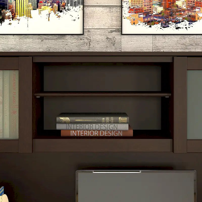 Haut de bibliothèque Somerset 60W pour bureau en L – Fini gris cendré