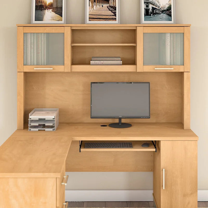Haut de bibliothèque Somerset 60W pour bureau en L – Fini gris cendré