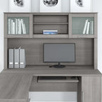 Haut de bibliothèque Somerset 60W pour bureau en L – Fini gris cendré