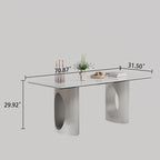 Table à manger avec plateau en verre trempé et composite de pierre frittée de 0,47" d'épaisseur, base en acier inoxydable
