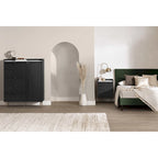 Commode Glam avec 5 tiroirs, plateau en faux marbre et pieds en laiton