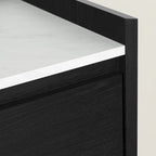 Commode Glam avec 5 tiroirs, plateau en faux marbre et pieds en laiton