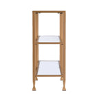 Console étroite en métal Jensen avec étagères en verre – Finition dorée