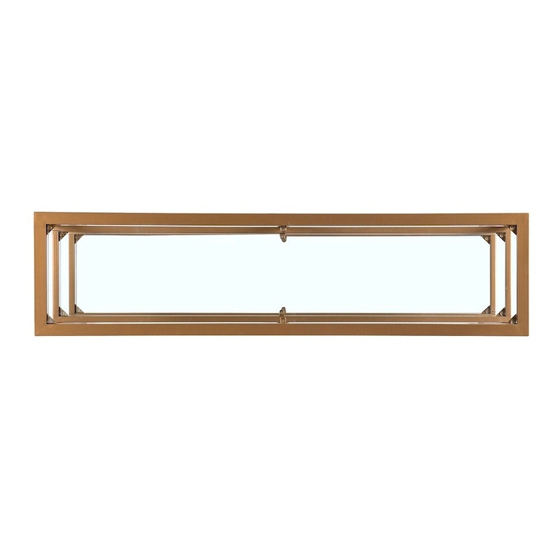 Console étroite en métal Jensen avec étagères en verre – Finition dorée