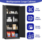 Armoire de rangement métallique de garage en acier à outils avec portes et 3 étagères
