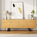 Meuble TV de rangement Moasis 63 pouces à 4 portes avec relief ondulé - 63
