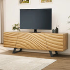 Meuble TV de rangement Moasis 63 pouces à 4 portes avec relief ondulé - 63