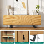 Meuble TV de rangement Moasis 63 pouces à 4 portes avec relief ondulé - 63