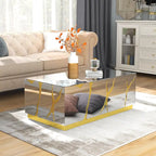 Table basse rectangulaire Miroir Fini doré craquelé