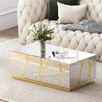 Table basse rectangulaire Miroir Fini doré craquelé