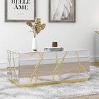 Table basse rectangulaire Miroir Fini doré craquelé