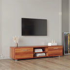 Meuble TV de ferme en noyer, 2 armoires de rangement, console média avec étagères ouvertes