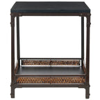 Table d'appoint en osier avec plateau en bois et pieds en métal - 56cm L x 56cm P x 63,5cm H
