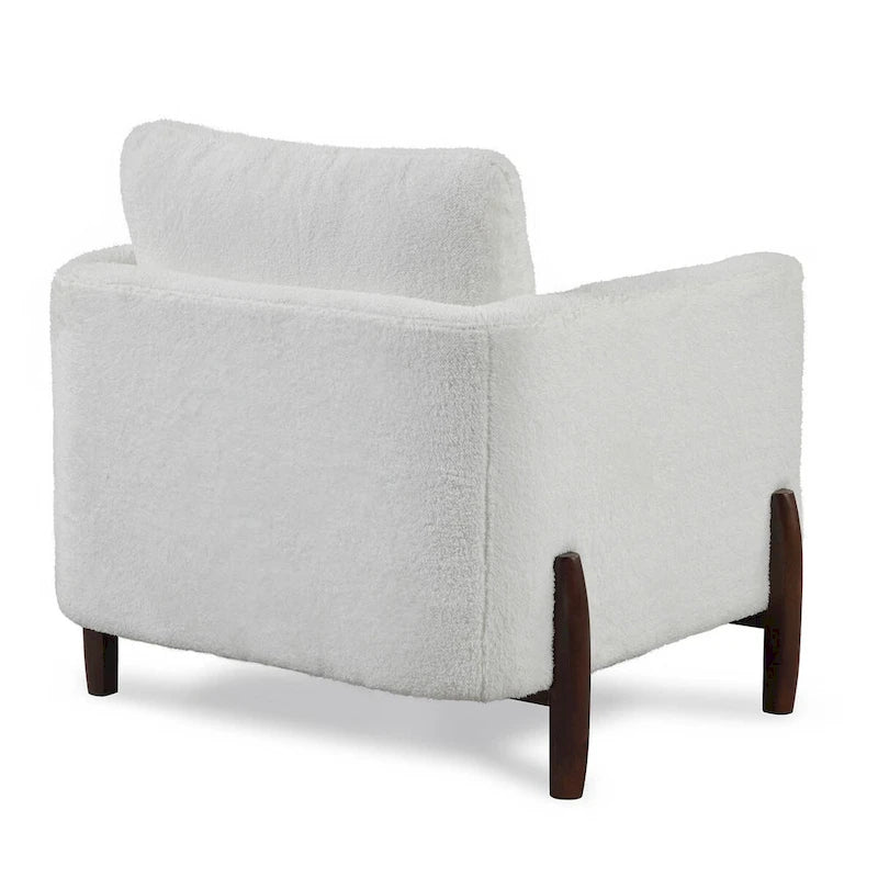 Fauteuil d'appoint bohème rembourré avec tissu Sherpa et base en bois massif