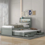 Lit plateforme Twin XL avec tête de lit LED et lit gigogne Twin