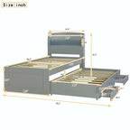 Lit plateforme Twin XL avec tête de lit LED et lit gigogne Twin