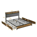 Tête de lit de rangement avec station de recharge et 4 tiroirs de rangement