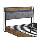 Tête de lit de rangement avec station de recharge et 4 tiroirs de rangement
