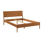 Lit plateforme King avec tête de lit capitonnée – Fini en tissu couleur cuivre intense