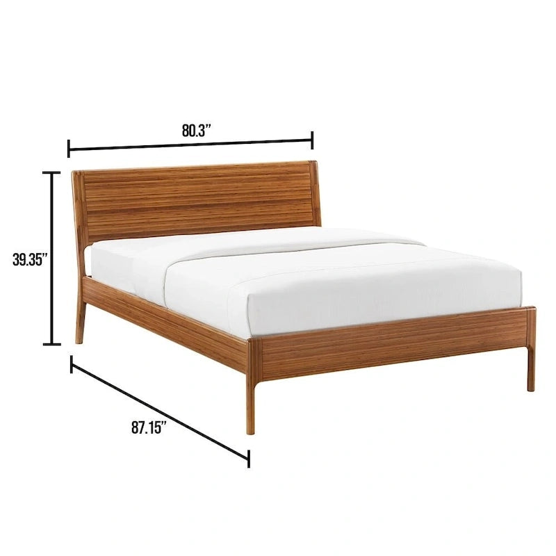 Lit plateforme King avec tête de lit capitonnée – Fini en tissu couleur cuivre intense