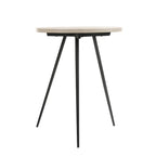Table d'appoint ronde avec base en métal en chêne blanc et noir