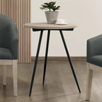 Table d'appoint ronde avec base en métal en chêne blanc et noir