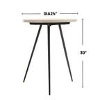 Table d'appoint ronde avec base en métal en chêne blanc et noir
