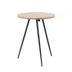 Table d'appoint ronde avec base en métal en chêne blanc et noir