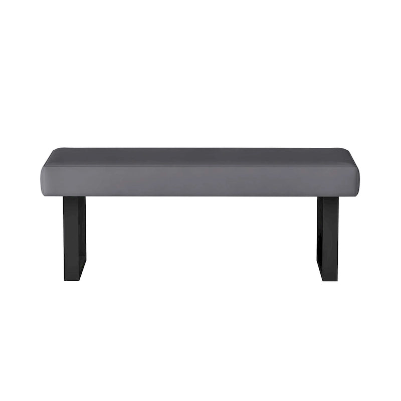 Banc rembourré Lillian Gray avec pieds en acier – Chambre et entrée