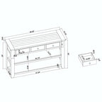 Console en bois massif de pin de 48 pouces