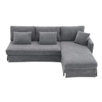 Canapé d'angle moderne en velours côtelé avec méridienne réversible – Canapé modulable