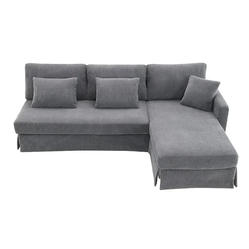 Canapé d'angle moderne en velours côtelé avec méridienne réversible – Canapé modulable