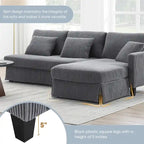 Canapé d'angle moderne en velours côtelé avec méridienne réversible – Canapé modulable