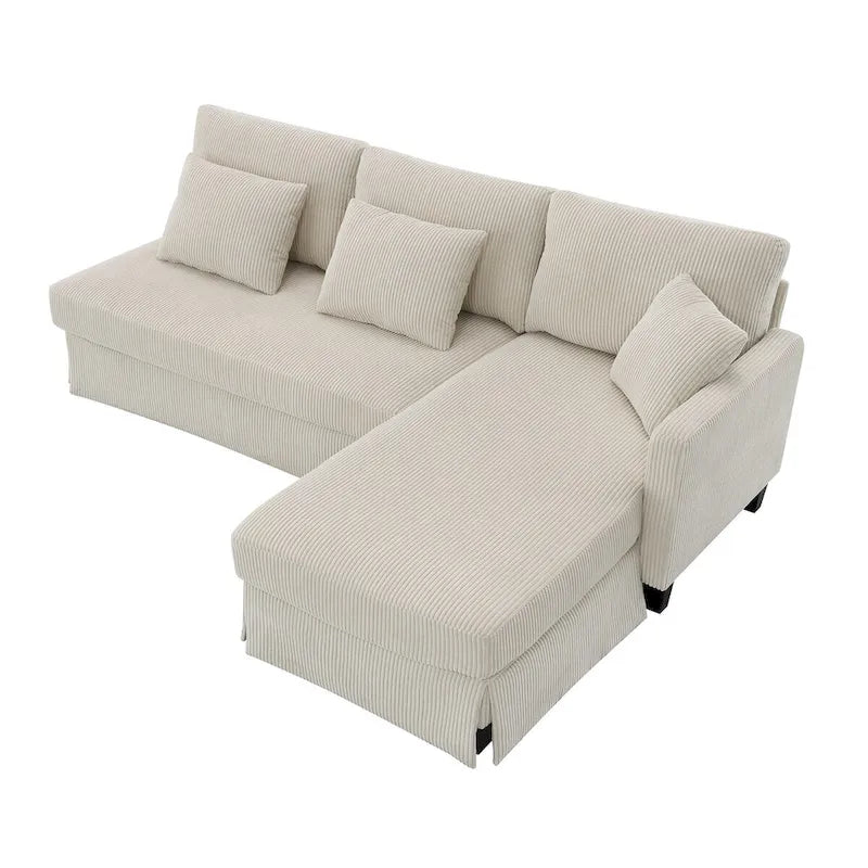 Canapé d'angle moderne en velours côtelé avec méridienne réversible – Canapé modulable