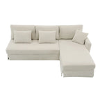 Canapé d'angle moderne en velours côtelé avec méridienne réversible – Canapé modulable