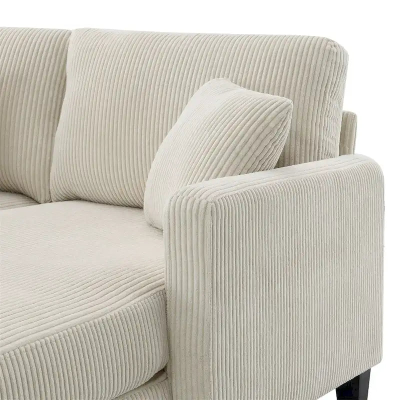 Canapé d'angle moderne en velours côtelé avec méridienne réversible – Canapé modulable
