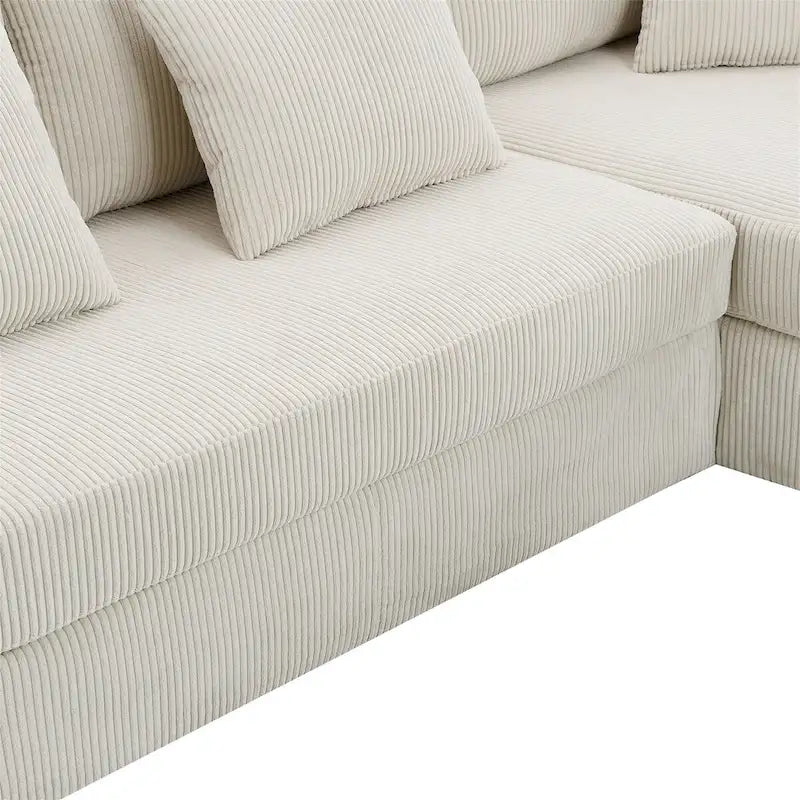 Canapé d'angle moderne en velours côtelé avec méridienne réversible – Canapé modulable