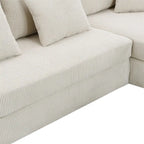 Canapé d'angle moderne en velours côtelé avec méridienne réversible – Canapé modulable
