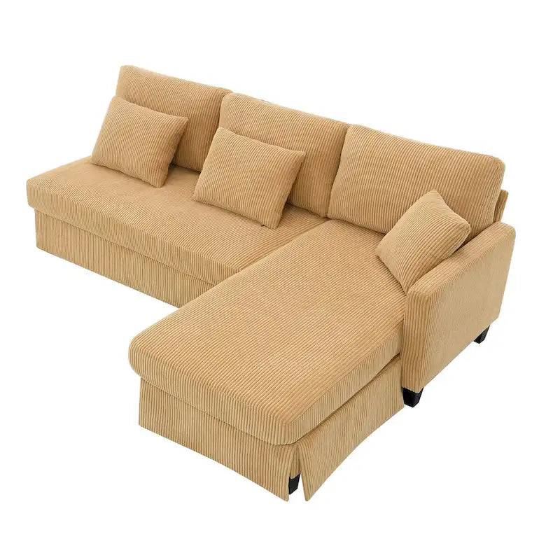 Canapé d'angle moderne en velours côtelé avec méridienne réversible – Canapé modulable