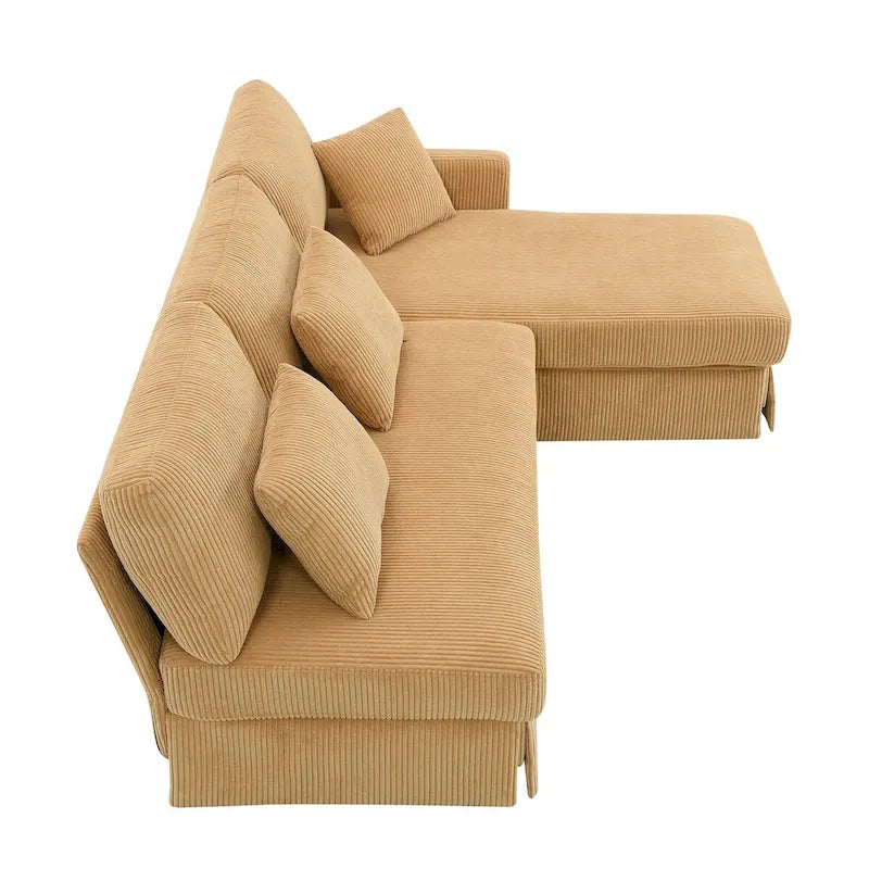 Canapé d'angle moderne en velours côtelé avec méridienne réversible – Canapé modulable