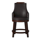 Chaises de comptoir en bois et cuir avec mécanisme pivotant, marron et noir, lot de 2