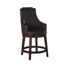 Chaises de comptoir en bois et cuir avec mécanisme pivotant, marron et noir, lot de 2