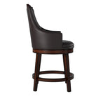 Chaises de comptoir en bois et cuir avec mécanisme pivotant, marron et noir, lot de 2