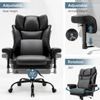 Chaise de Bureau Ergonomique Inclinable avec Accoudoirs Rembourrés Ajustables et Support Lombaire Massant
