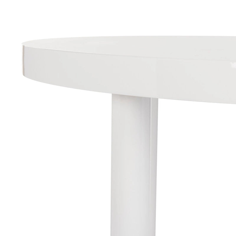 Table à manger ronde blanche brillante avec pieds tubulaires modernes - 39L x 39P x 30H