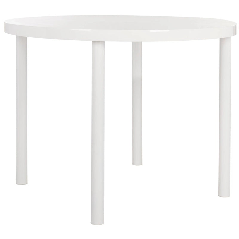 Table à manger ronde blanche brillante avec pieds tubulaires modernes - 39L x 39P x 30H